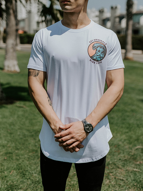 RIDE OR DIE DROP-CUT T-SHIRT - WHITE