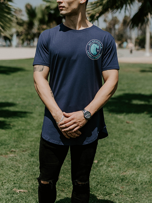TIDAL WAVE DROP-CUT T-SHIRT - NAVY